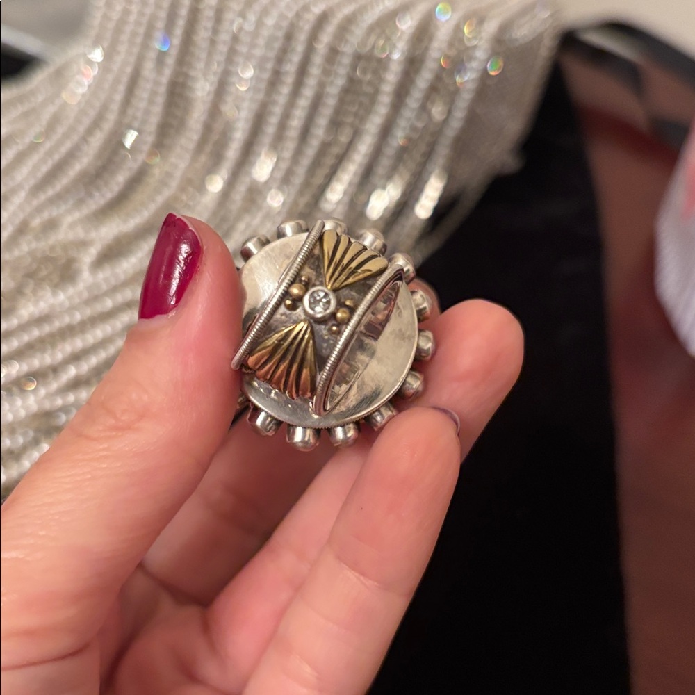 Mars&Valentine imperial sterling art deco fan quartz statement cocktail ring - Picture 10 of 16